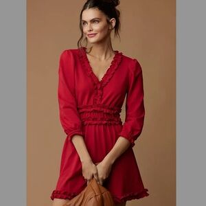 Anthropologie Sundays Dakota Mini Dress Red Size Large NWT